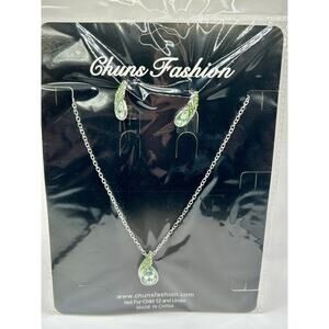 ~*Brand New*~ Chuns Fashion Women's Earrings Necklace Gift Set Bridal Prom Green